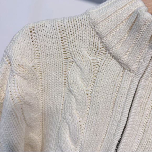 STAUD Cropped Hampton Sweater Knit Top - Ivory Zip Up Causal - Picture 8 of 8